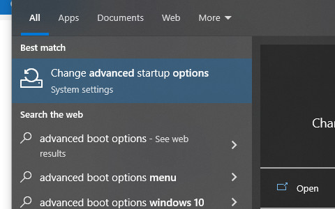 Change Advanced Startup Options
